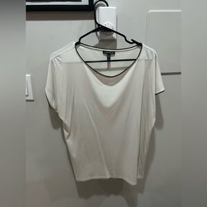 Eileen Fisher 100% silk cream grey shirt with short sleeves women’s size medium